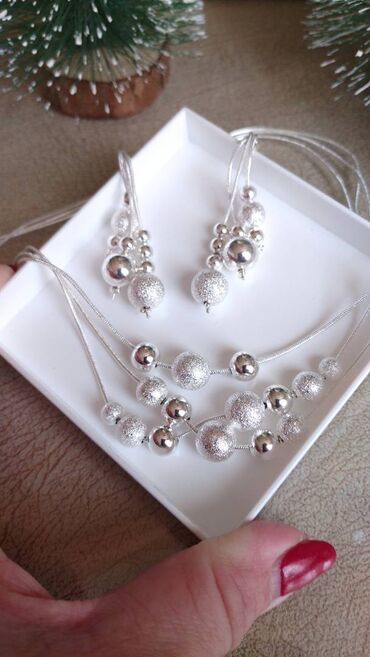 srebrni nakit obrenovac: Set: Earrings, Necklace, Material: Silver