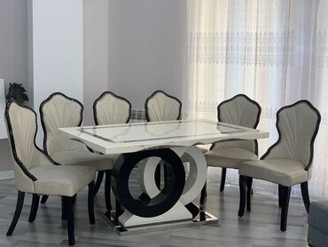 mermer masalar: Stol,6 stulla təcili satılır 490 azn. Stol açılmır,üstü mərmərdir.Dəst