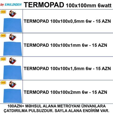 termal pasta: Termopadlar "100x100mm 6watt" 🚚Metrolara və ünvana çatdırılma var