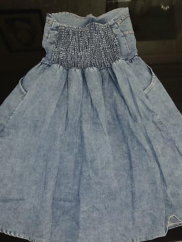 cins walvar: Denim korset kəsimli straplez don - Material: yüngül mavi denim — 2