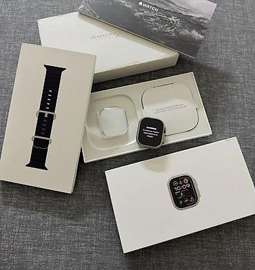 apple watch ultra 1: Apple Watch Ultra (49 mm) – Titan korpus, Ocean Band üslubunda qara — 1