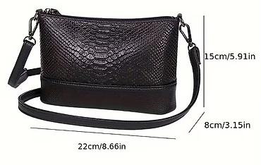 sinsey torbe: Crna ženska crossbody torbica sa teksturom imitacije zmijske kože - — 3