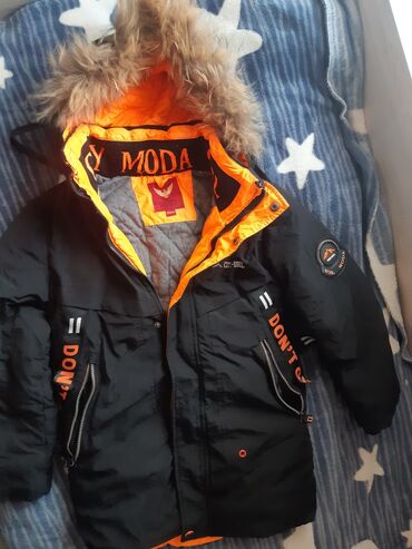 оверсайз одежда: Детская зимняя куртка LYS-OREL Firstwear, рост 122 см. - Цвет: черный