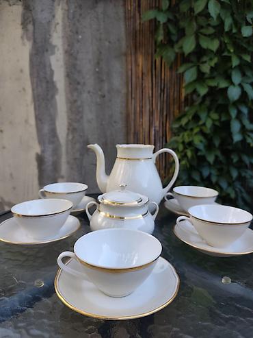 spric 200ml: Porcelanski set za čaj/kafu – klasičan beli servis sa zlatnim rubom — 1