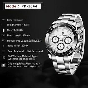 Ručni satovi: PAGANI DESIGN PD-1644 Sport - 40mm -Sivo\Plava-Rolex Daytona Potpuno — 10