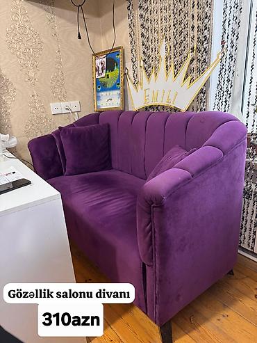 salon divanı: Məhsul: Gözəllik salonu divanı - Rəng: bənövşəyi - Material: yumşaq — 1