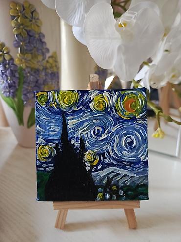 komputer ucun ekran sekilleri: Mini kətan üzərində əl işi rəsmlər – dekorativ stolüstü tablo — 4
