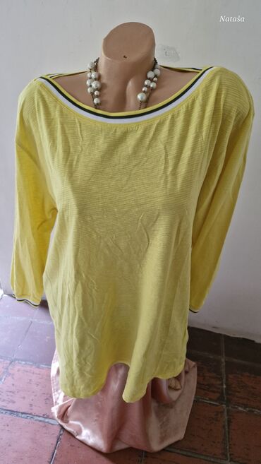 haljina namreskanana rukavcirkoniiviskosa elastin: 2XL (EU 44), Pamuk, Jednobojni, bоја - Žuta