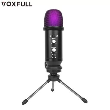 Студийные микрофоны: Микрофон конденсаторный с переливающейся подсветкой Voxfull на