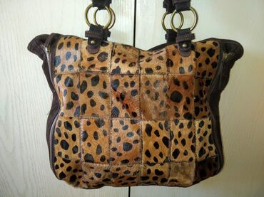 Torbe: Fantastična kožna braon torba sa prirodnom dlakom Odlična skupocena i — 8