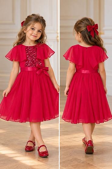 Donlar: Princess Charlottes style Monsoon Sequin Cape Sleeve Dress – Qırmızı — 1