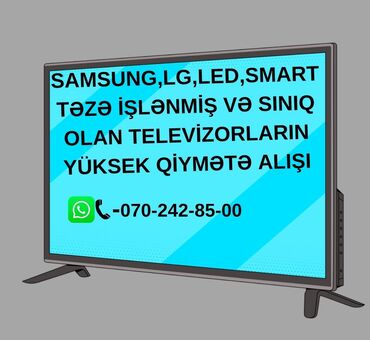 Televizorlar: Samsung lg led smart təzə islenmiw si̇ni̇q olan tvləri̇n yuksek