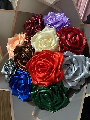 Товары для праздников: Атласные розы 🌹 Бишкек|Кант| Новопокровка. Розы из атласных лент долго — 6