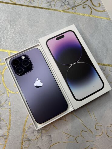 с вашей доплатой: IPhone 14 Pro, Колдонулган, 128 ГБ, Deep Purple, Каптама, Кабель, Куту, 86 %