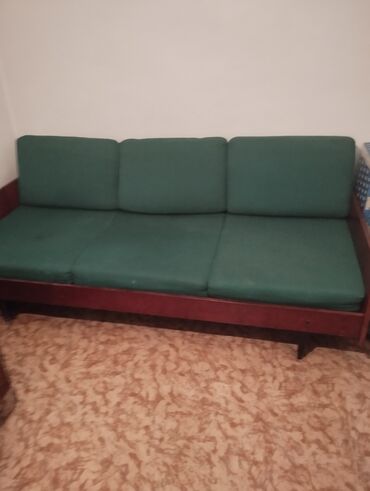 диван расклад: Гарнитур для зала, Диван, цвет - Зеленый, Б/у