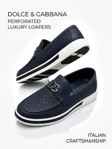 mavi mokasinlər: Dolce & Gabbana perforasiyalı dəri loaferlər - Lüks kişi — 1