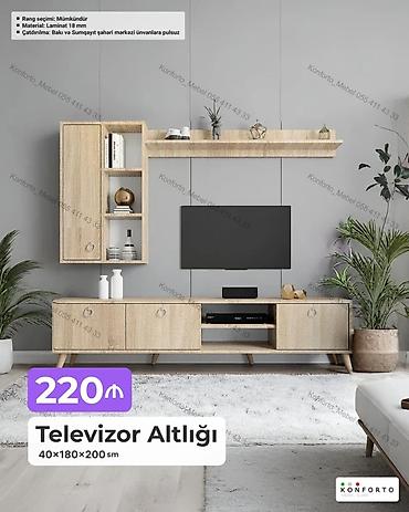 Televizor altlığı və asma rəf-li divar sistemi - Ölçü: 40 × 180 × 200