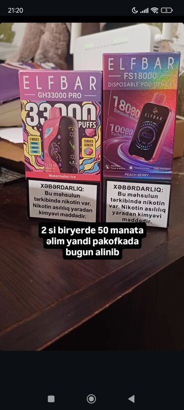 вертолеты на радиоуправлении: Məhsul: ELF BAR birdəfəlik pod cihazları – 2 ədəd birlikdə 1) ELF BAR