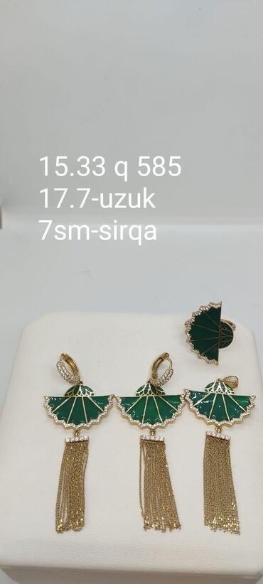 Zərgərlik dəstləri: Dəstə daxildir: Sırğa, Sarı qızıl, 585 Əyar -da lalafo.az — 24 Zərgərlik dəstləri: Dəstə daxildir: Sırğa, Sarı qızıl, 585 Əyar — 24