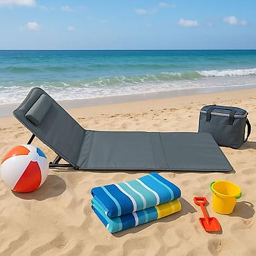 komode prodaja: Ležaljka sklopiva za plažu 140x39 cm – siva, model LP-722000S-310 — 1
