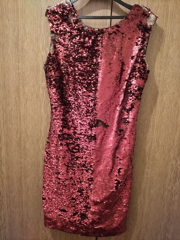 kratke haljine od satena: L (EU 40), bоја - Crvena, Večernji, maturski, Na bretele