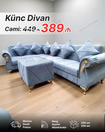 Divanlar: Künc divan, Yeni, Açılan, Bazalı, Vеlur parça, Şəhərdaxili pulsuz çatdırılma — 4