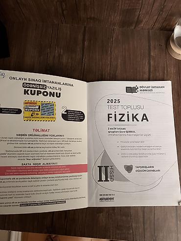 Testlər: Fizika toplu 2-ci hissə 
Əlaqə whatsapp: 0552826140 — 2