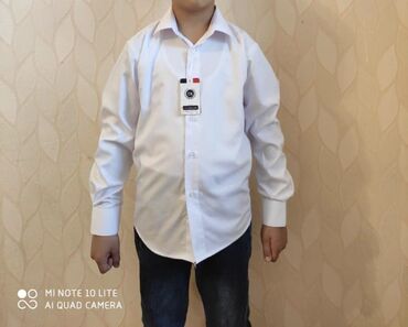 рубашка на мальчика 12 лет: Школьная форма, цвет - Белый, Новый