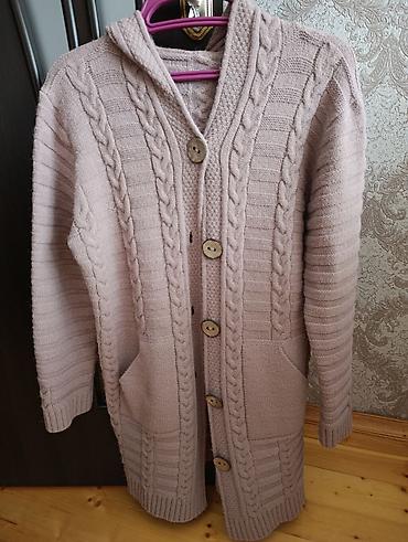 toxunma jaket: Uzun trikotaj kardiqan - Rəng: pudra/şam şaftalısı tonlarında açıq — 2