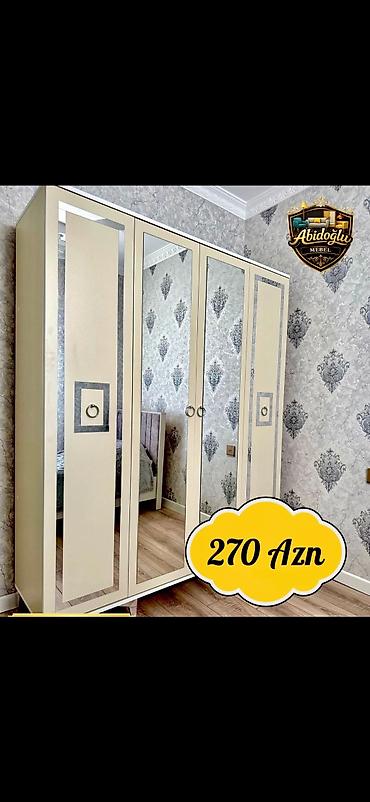 ağ qapı: Ağ rəngdə çox bölməli geyim dolabları 1) Model 1 - Ölçü: 200 × 160 × — 6