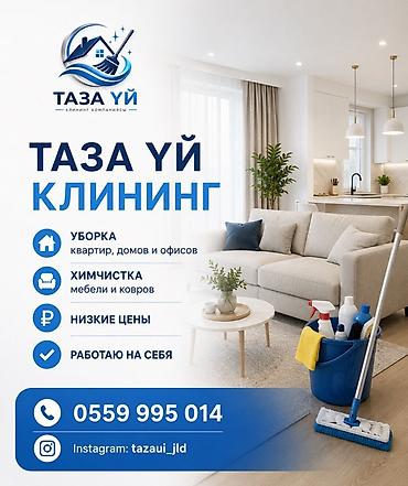 Клининг кызматтары: Бөлмөлөрдү тазалоо, | Жалпы тазалоо, | Батирлер — 1