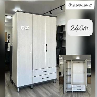 şkaf kupe qiyməti: Üç qapılı paltar dolabı - Ölçü: 200 × 120 × 47 sm (şəkildə — 1