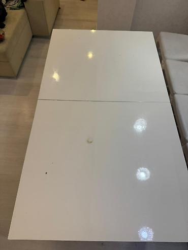 islenmis masa: Qonaq otağı üçün, İşlənmiş, Açılan, Dördbucaq masa, 6 stul — 4