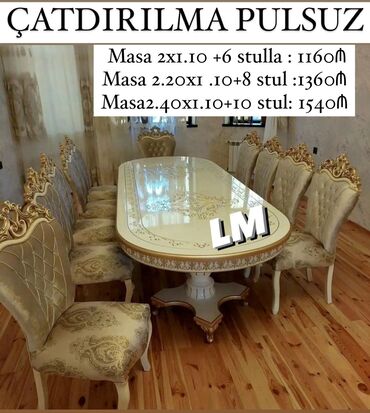 sumqayit stol stul: Для гостиной, Новый, Прямоугольный стол, 6 стульев