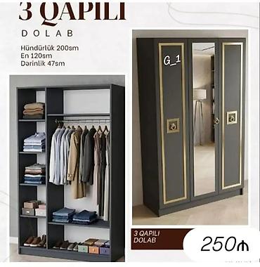 ortuk: 3 qapılı geyim dolabı - Ölçülər: hündürlük 200 sm, en 120 sm — 1