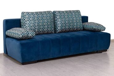 Кровати: Прямой диван, цвет - Синий, В рассрочку, Новый