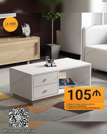 g plus coffee qiymeti: Ağ rəngli minimalistik qəhvə masası - Ölçülər: Dərinlik 40 sm x