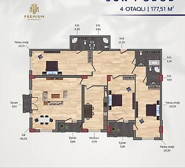 ev alqi satqi bakida: 4 otaqlı, Yeni tikili, 177 kv. m — 2
