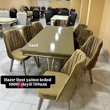 mebel materiali: Yemək otağı dəsti - Komplekt: 1 ədəd geniş düzbucaqlı masa + 8 ədəd — 1