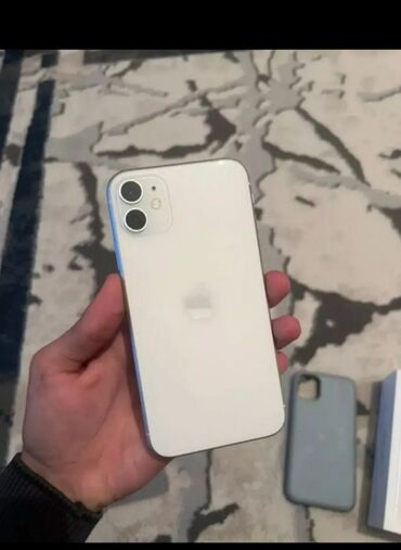 Apple iPhone: IPhone 11, 128 GB, White Titanium, Zəmanət, Qırıq, Barmaq izi