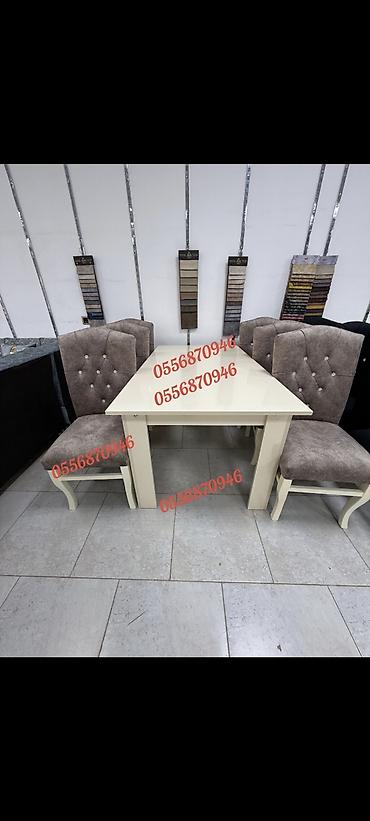 ders masa: Qonaq otağı üçün, Yeni, Açılmayan, Dördbucaq masa, 6 stul — 2