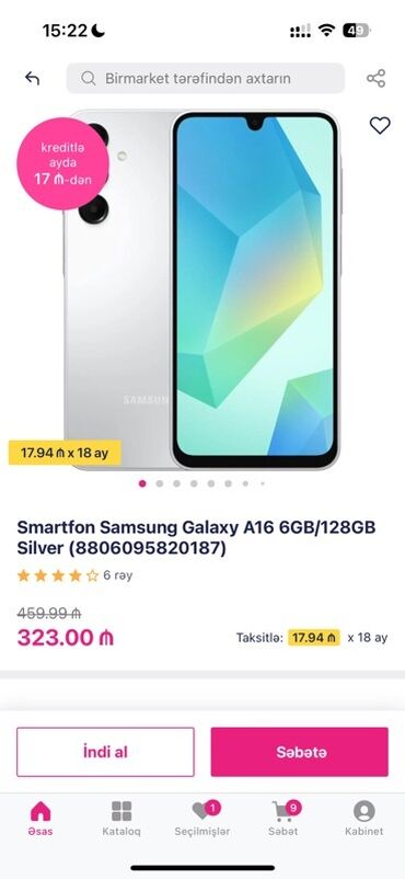 Redmi: Samsung Galaxy A16, 128 GB, rəng - Gümüşü
