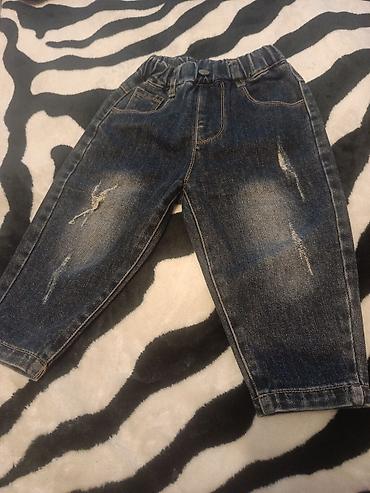 Uşaq dünyası: Uşaq cins şalvarı – BEYONDENIM DESIGNJEANS - Tünd mavi yuma effektli — 1