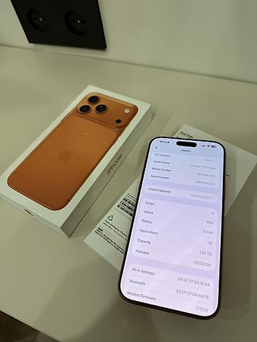 iphone pro max: IPhone 17 Pro Max, Б/у, 1 ТБ, Оранжевый, Коробка, 100 % — 1