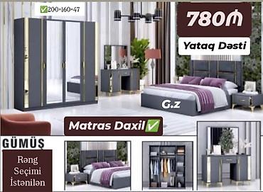 levent mebel: Yataq Dəsti – 780₼ - Komplekt: çarpayı (matras daxildir), 2 ədəd — 1