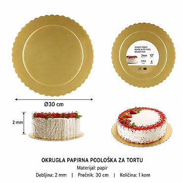 KMT Papirna podloga za tortu 30 cm – Kmt style - Okrugla zlatna
