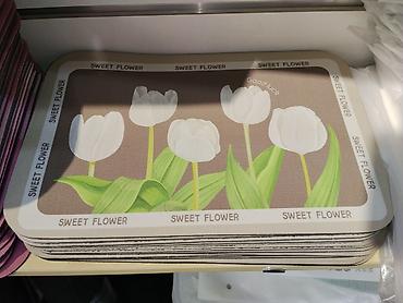 Ковры: Коврик с принтом белых тюльпанов “SWEET FLOWER” - Назначение — 1
