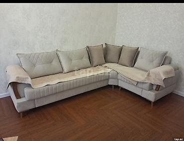 Диваны: Künc divan yenidir açıq bej/qum tonu Material: yumşaq parça üzlük — 1