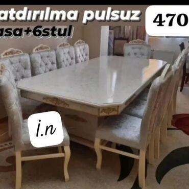 mebel stol stullar: Для гостиной, Новый, Нераскладной, Прямоугольный стол, 6 стульев, Азербайджан