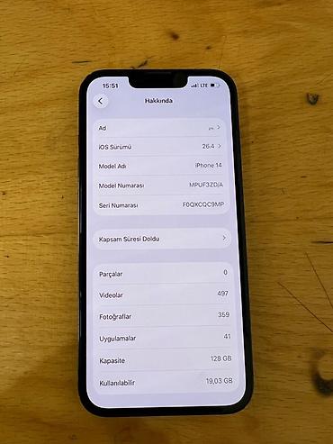 kamera harddisk: IPhone 14, 128 GB, Qara, Face ID — 2